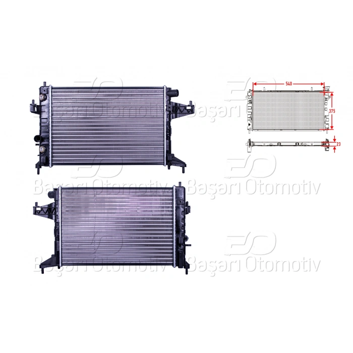 SU RADYATORU MEKANIK AT 540X375X23 OPEL CORSA C Z1.4XE 01 >