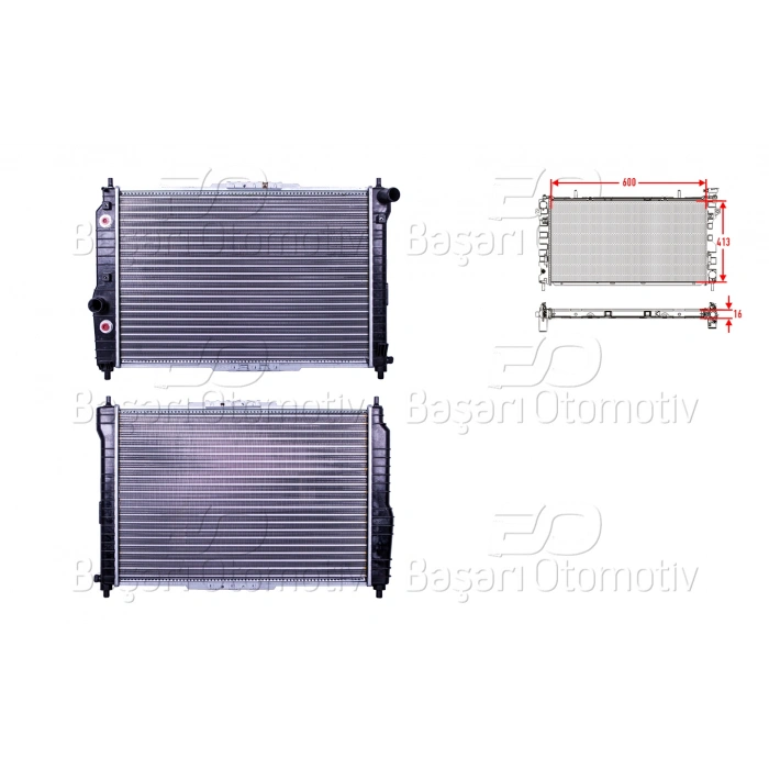 SU RADYATORU MEKANIK AT 600X413X16 CHEVROLET AVEO T250 T255 KALOS DAEWOO KALOS 1.4 03 >