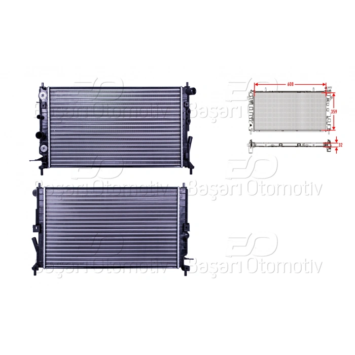SU RADYATORU MEKANIK AT 610X379X23 OPEL VECTRA B 2.5 I 2.6 I V6 95 >