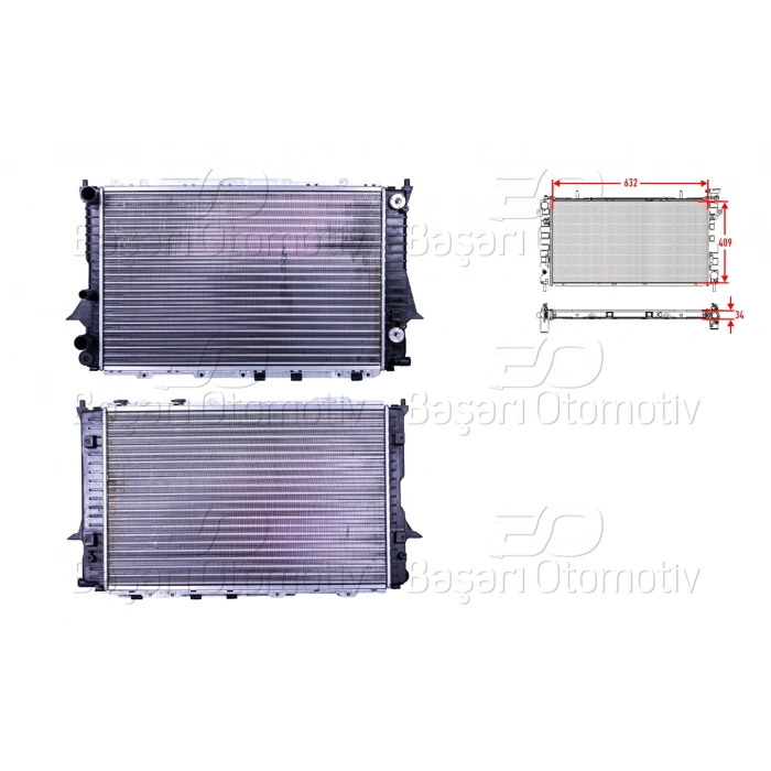 SU RADYATORU MEKANIK AT 632X415X34 MM AUDI A100 A6 1.8 2.0 2.3 94 >