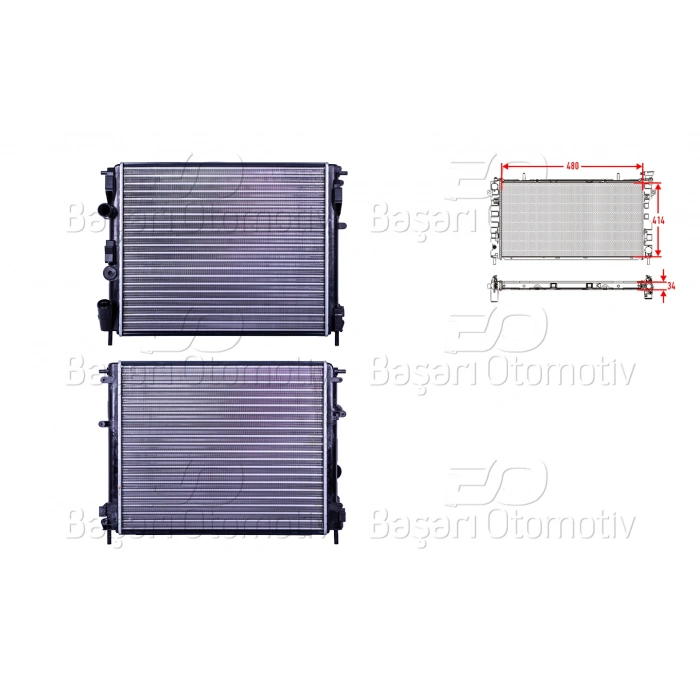 SU RADYATORU MEKANIK MT 480X415X23 MM DACIA LOGAN SANDERO 1.4MPI 1.5DCI 04>
