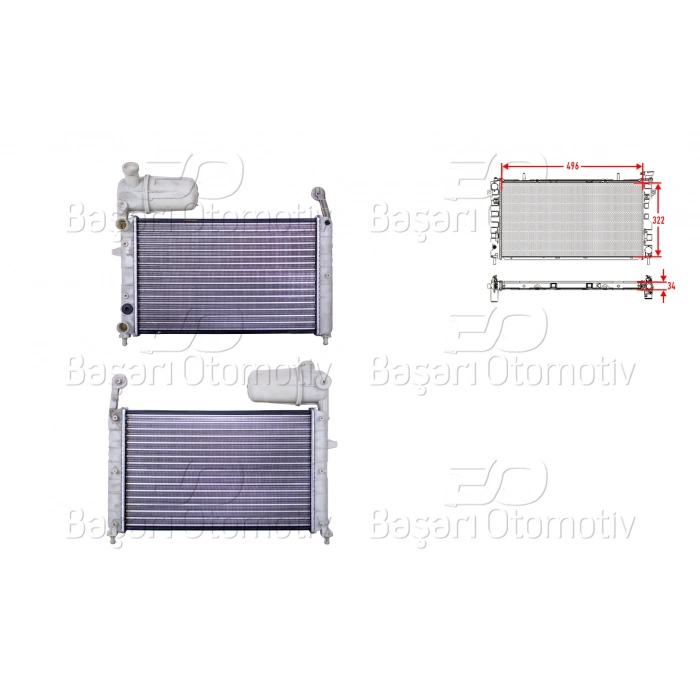 SU RADYATORU MEKANIK MT 496X322X32 FIAT TEMPRA TIPO 1.4 1.6 I.E 90-96