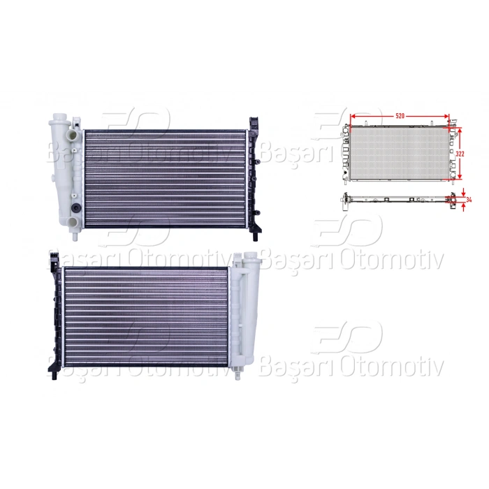 SU RADYATORU MEKANIK MT 520X322X34 FIAT UNO 70 I.E 1.4 1989 >