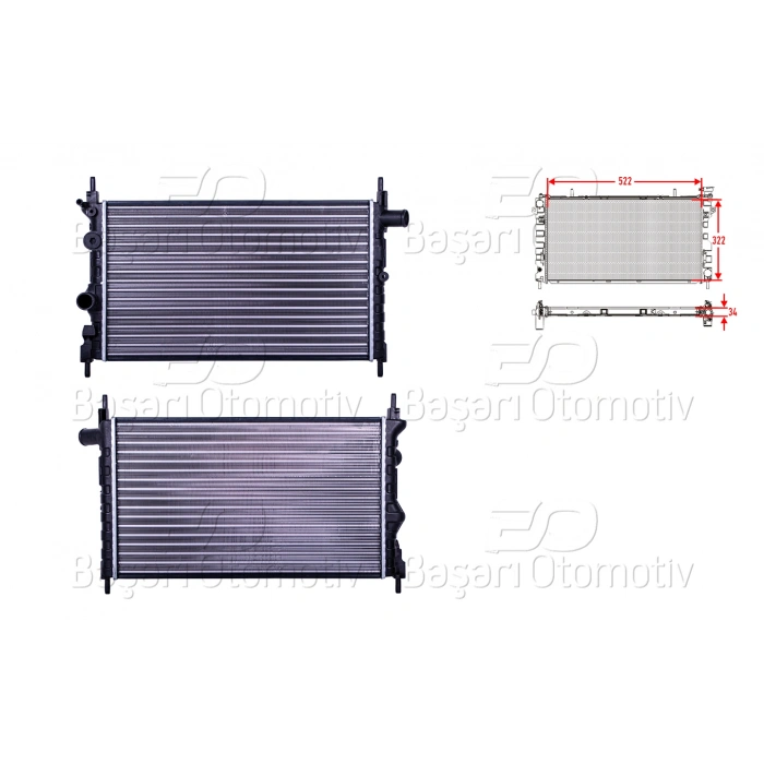 SU RADYATORU MEKANIK MT 525X322X23 OPEL KADET E1 3 88>