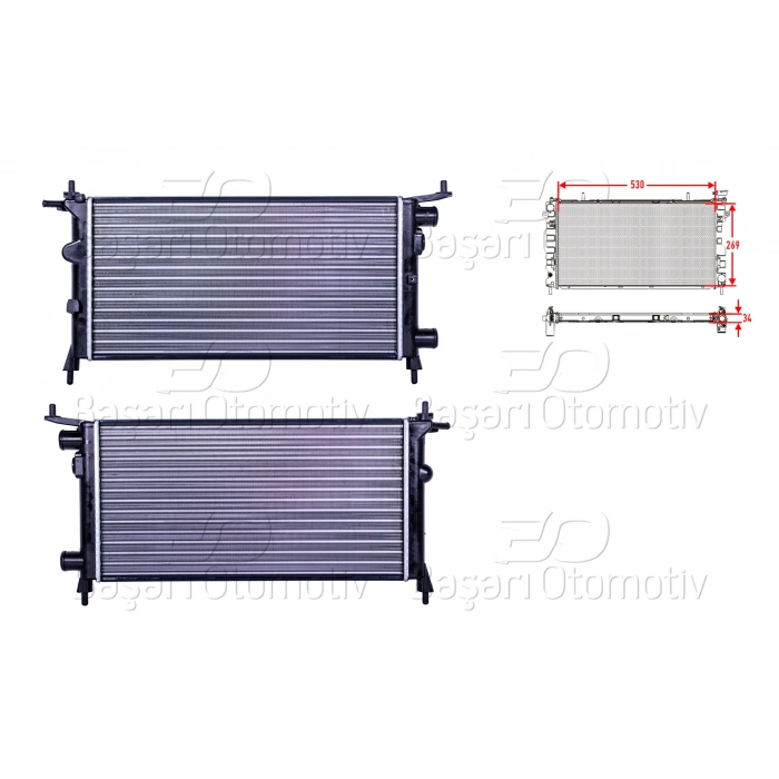 SU RADYATORU MEKANIK MT 530X269X34 OPEL CORSA B 1.0 1.2 8V 96 >