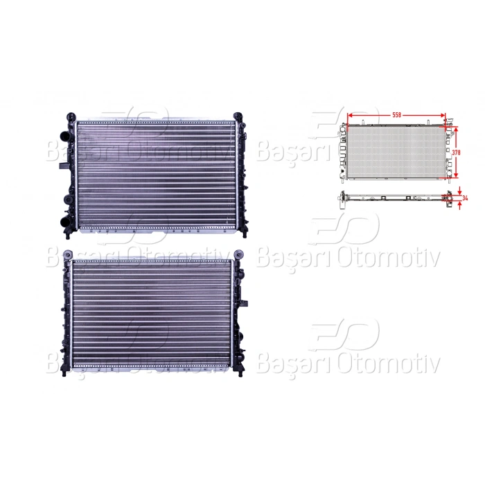 SU RADYATORU MEKANIK MT 558X378X34 ALFA ROMEO 145 146 155 FIAT TEMPRA TIPO 1.4 I.E 1.6 I.E 1.7D 1.8 I.E 1.9D 1.9TD 2.0 16V 88-96