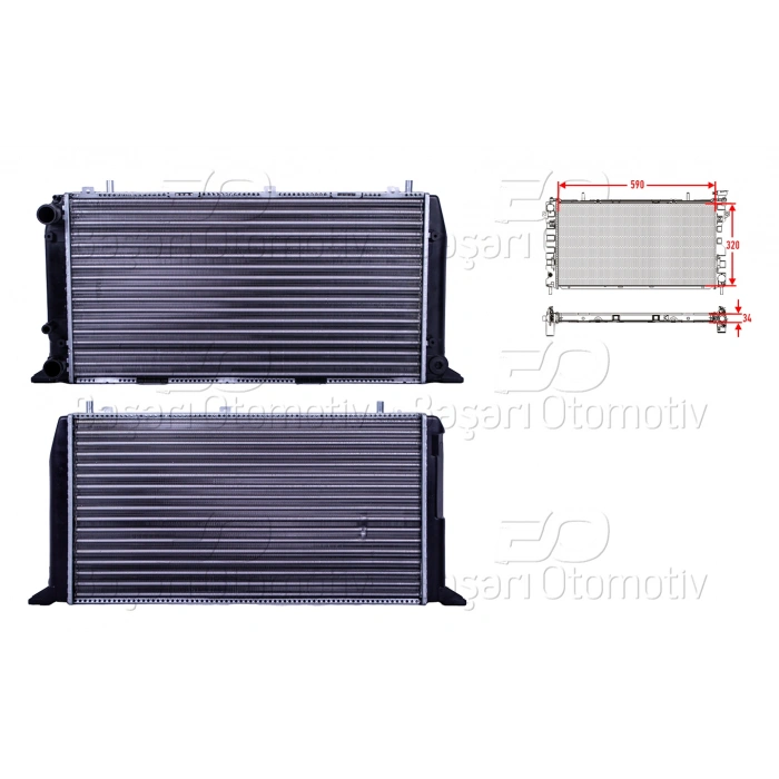 SU RADYATORU MEKANIK MT 590X322X34 AUDI A80 1.6 1.6D 1.8 2.0 2.0E 86 >