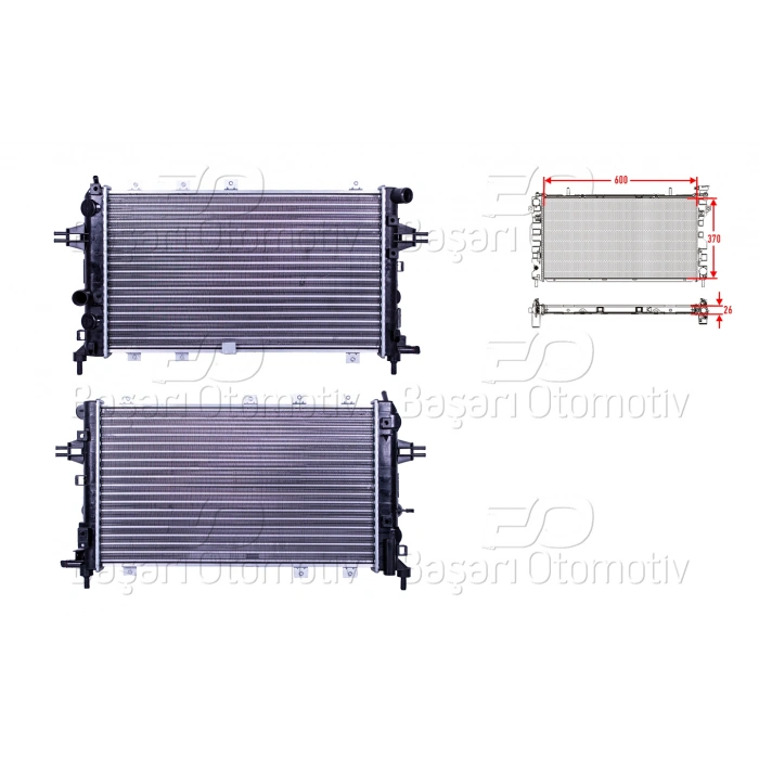 SU RADYATORU MEKANIK MT 600X370X26 OPEL ASTRA H 2.0 16V TURBO 04 >