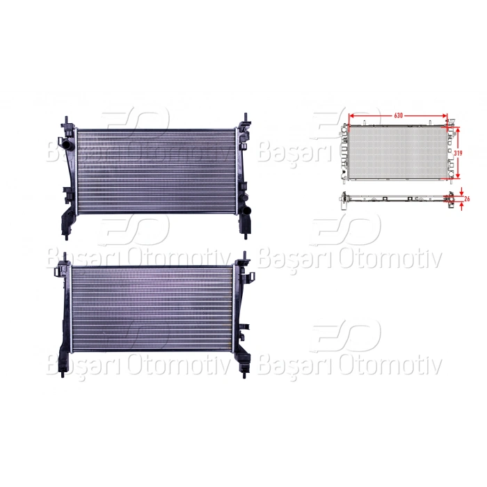 SU RADYATORU MEKANIK MT 630X319X26 MM CITROEN KOMBI VAN 1.3 D QUBA NEMO 1.3 HD I 75 BIPPER 1.3 D MULTIJET1.4 HDI 08 >