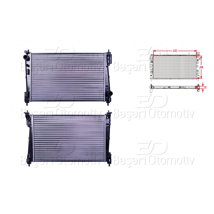 SU RADYATORU MEKANIK MT 632X398X32 OPEL CORSA D 1.3 CDTI 1.6 TURBO 1.7 CDTI FIAT BRAVO DOBLO GRANDE PUNTO 1.3D MULTIJET1.6 D MULTIJET 06>