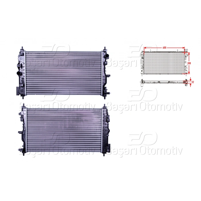 SU RADYATORU MEKANIK MT 688X388X32 CHEVROLET CRUZE J300 2.0 CDI OPEL ASTRA J GTC 2.0 09 >