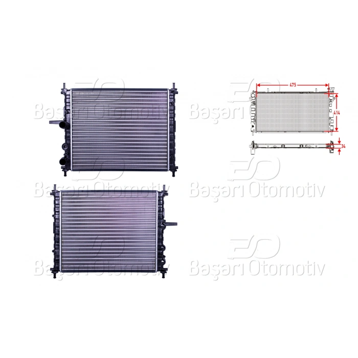 SU RADYATORU MEKANIK MT-AT 475X414X34 FIAT BRAVA 1.2 16V 1.4 12V MAREA WEEKEND 1.2 1.4 80 12V 95 >