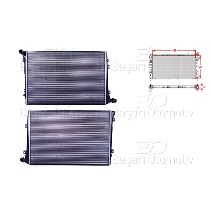 SU RADYATORU MEKANIK MT-AT 650X439 MM VW CADDY EOS GOLF5 GOLF5 PLUS JETTA 3 PASSAT TOUARAN AUDI A3 SEAT LEON ALTEA SKODA OCTAVIA 1.9 TDI 2.0 TDI 04 >