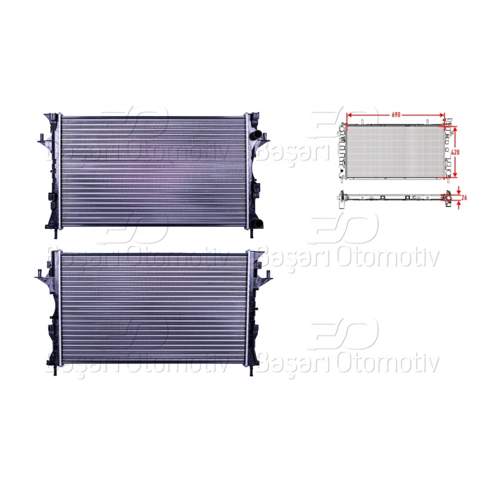 SU RADYATORU MEKANIK MT-AT 690X420X26 RENAULT LAGUNA 2 1.6 16V 1.8 1.9 DCI 2.0 16V 01 >