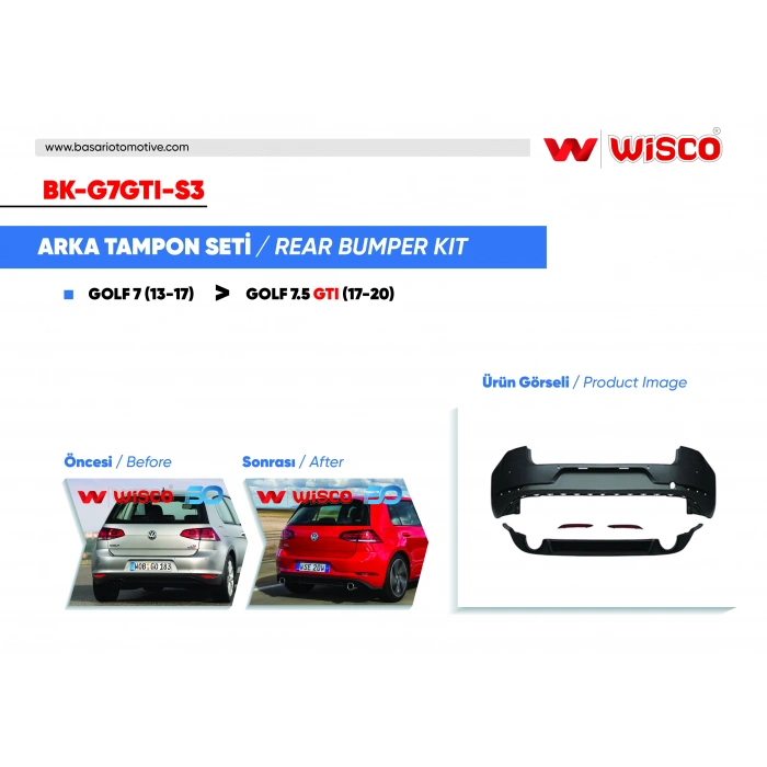 TAMPON SETI ARKA VW GOLF 7.5 GTI (13-17 GOLF 7 ICIN UYUMLUDUR)