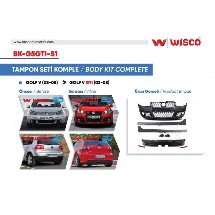 TAMPON SETI KOMPLE (ON-ARKA-YAN) VW GOLF 5 GTI 04-08