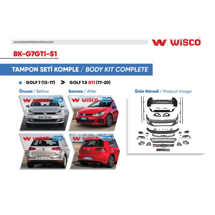 TAMPON SETI KOMPLE (ON-ARKA-YAN) VW GOLF 7.5 GTI (13-17 GOLF 7 ICIN UYUMLUDUR)