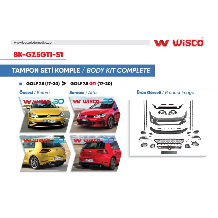 TAMPON SETI KOMPLE (ON-ARKA-YAN) VW GOLF 7.5 GTI (17-20 GOLF 7.5 ICIN UYUMLUDUR)