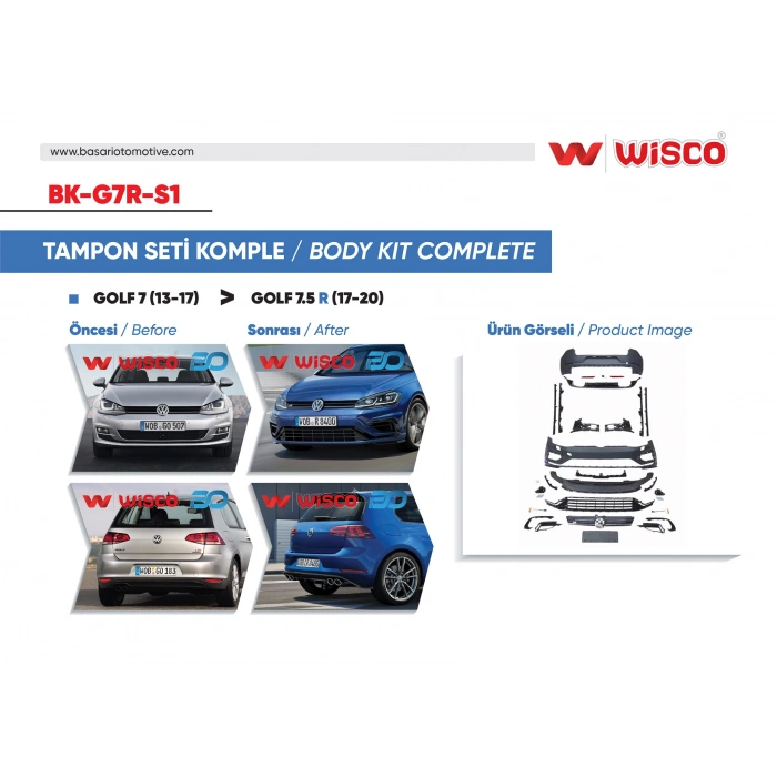 TAMPON SETI KOMPLE (ON-ARKA-YAN) VW GOLF 7.5 R (13-17 GOLF 7 ICIN UYUMLUDUR)