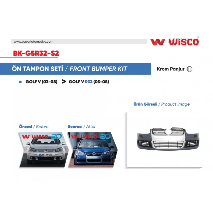 TAMPON SETI ON KROM PANJURLU VW GOLF 5 R32 04-08