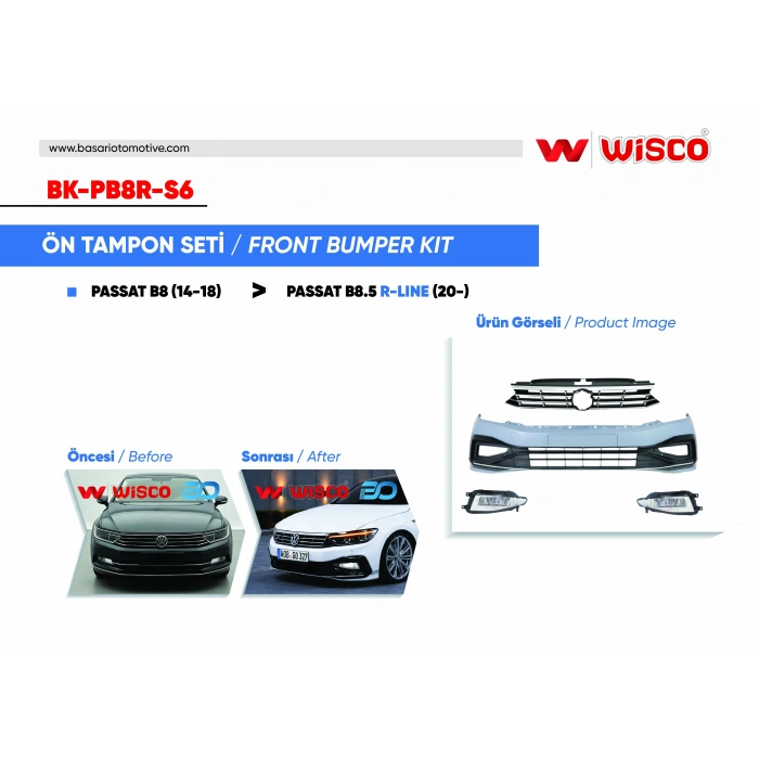 TAMPON SETI ON V1 VW PASSAT B8.5 R-LINE 20- (14-18 PASSAT B8 ICIN UYUMLUDUR)