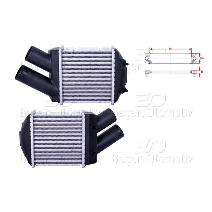 TURBO RADYATORU (INTERCOOLER) 184X187X85 RENAULT MEGANE 1 1.9 DCI SCENIC 1 1.9 DCI DACIA SANDERO 1.5 DCI 97 >
