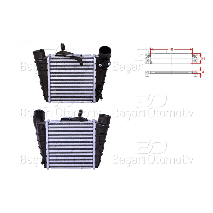 TURBO RADYATORU (INTERCOOLER) 185X188X64 VW POLO FABIA IBIZA CORDOBA1.4TDI 02>