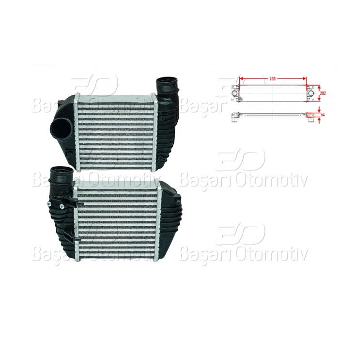 TURBO RADYATORU (INTERCOOLER) 200X202X64 AUDI A6 2.0 TDI 04 >