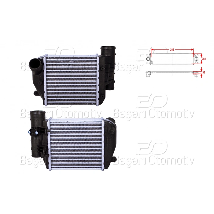 TURBO RADYATORU (INTERCOOLER) 205X203X62 AUDI A6 (4F2) 2.7 - 3.0 TDI 04-11