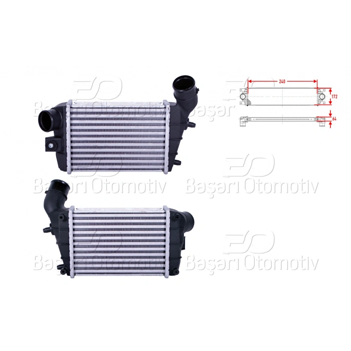 TURBO RADYATORU (INTERCOOLER) 240X172X64 ALFA ROMEO 147 (937_) 1.9 JTD 01-10 GT (937_) 1.9 JTD 03-10
