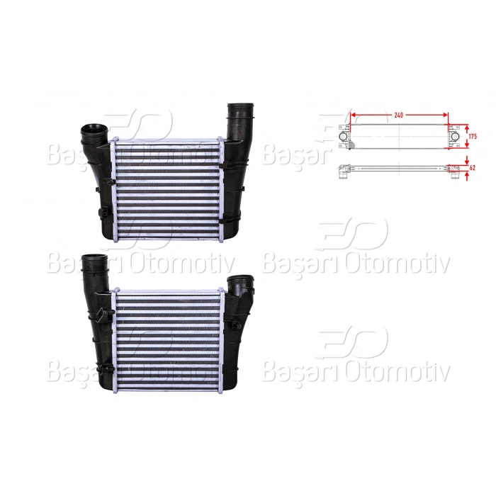 TURBO RADYATORU (INTERCOOLER) 240X175X62 AUDI A4 1.9 TDI 2.0 TDI 01>