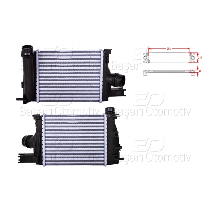 TURBO RADYATORU (INTERCOOLER) 256X217X40 RENAULT CLIO 4 (BH_) 0.9 Tce GRANDTOUR (KH_) 0.9 Tce 12> DACIA DOKKER MPV (KE_) 1.5 dCi 12>
