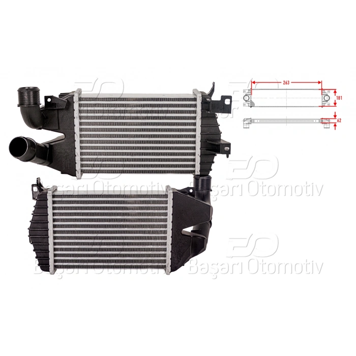 TURBO RADYATORU (INTERCOOLER) 263X176X62 OPEL ASTRA H ZAFIRA B 1.3 CDTI 1.7 CDTI 1.9 CDTI 04>