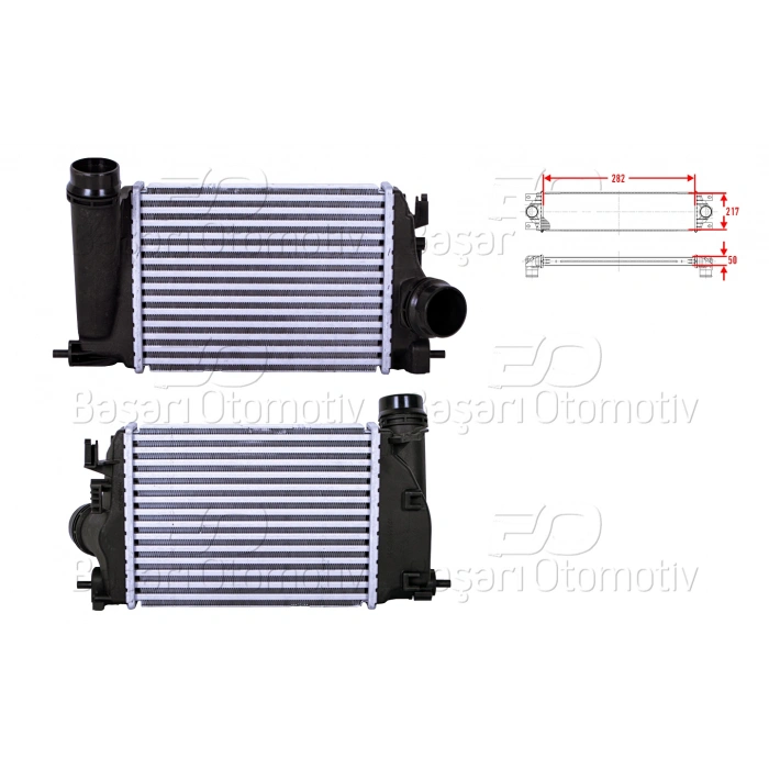 TURBO RADYATORU (INTERCOOLER) 282X217X50 RENAULT MEGANE 4 SEDAN HB (B9A/M/N_) 1.2 Tce 15> GRAND SCENIC 4 (R9_) 1.2 Tce 16>