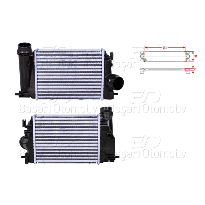 TURBO RADYATORU (INTERCOOLER) 282X217X62 RENAULT MEGANE 4 1.5 DCI 15>/ TALISMAN 1.5 DCI 15>/ KADJAR 1.2 TCE - 1.5 DCI 15>/ NISSAN QASHQAI (J11) 1.5 DCI 13>