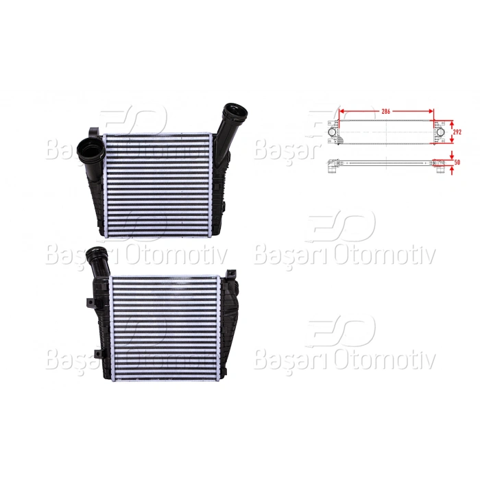 TURBO RADYATORU (INTERCOOLER) 286X292X50 VW TOUAREG 3.0 V6 AUDI Q7 3.0 TDI 04 >