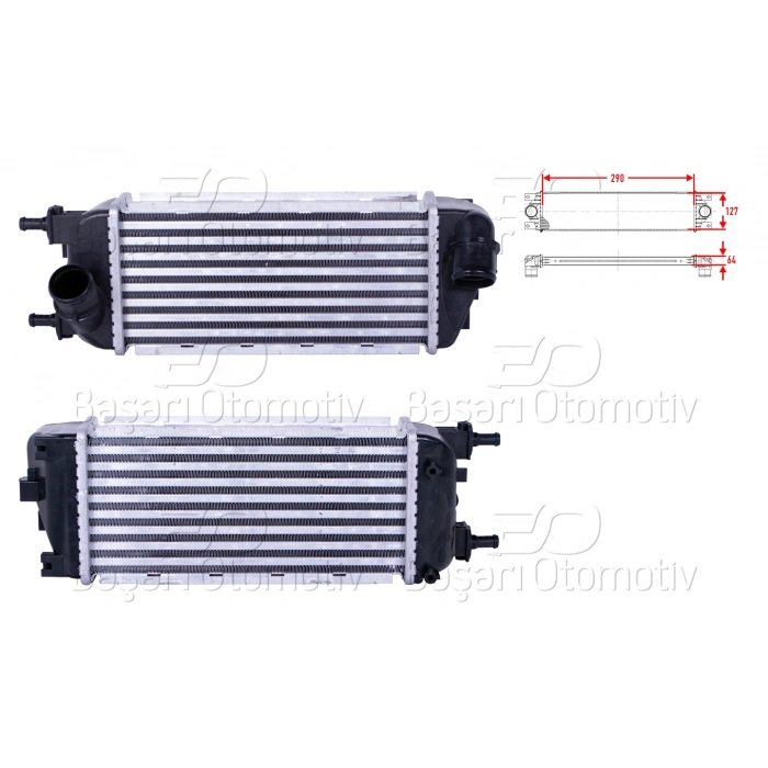 TURBO RADYATORU (INTERCOOLER) 290X127X64 FIAT PANDA 0.9 T - 1.3 JTD 12>