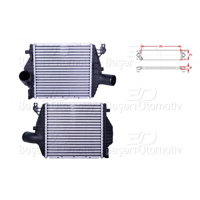 TURBO RADYATORU (INTERCOOLER) 290X277X50 MERCEDES-BENZ BENZ V 200 CDI VITO 108 CDI 2.2 110 CDI 2.2 112 CDI 2.2 99 >
