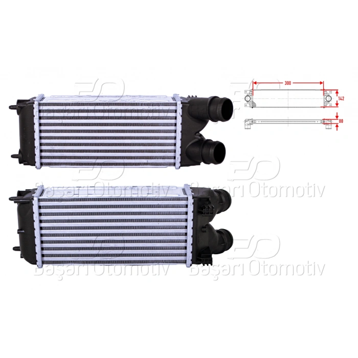TURBO RADYATORU (INTERCOOLER) 300X142X80 CITROEN BERLINGO PEUGEOT PARTNER TEPEE 1.6 HDI 08 >