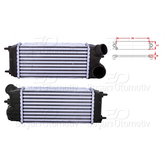 TURBO RADYATORU (INTERCOOLER) 300X142X80 FORD FIESTA 6 (CB1, CCN) 1.6 TDCi 08-12 FIESTA 6 Van 1.6 TDCi 09>