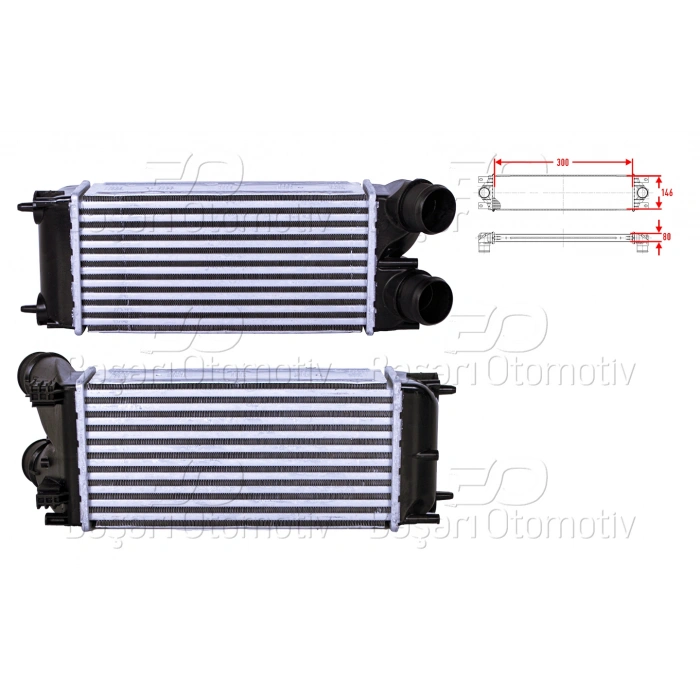 TURBO RADYATORU (INTERCOOLER) 300X146X80 CITROEN BERLINGO C4 PEUGEOT308 3008 5008 1.6 HDI 1.6 BLUE HDI 07 >