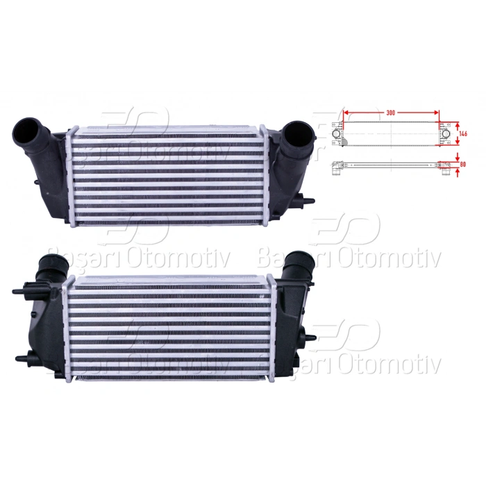 TURBO RADYATORU (INTERCOOLER) 300X146X80 FORD B-MAX ECOSPORT FIESTA TOURNEO COURIER TRANSIT COURIER 1.0 ECOBOOST12 >