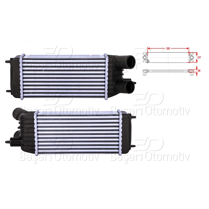 TURBO RADYATORU (INTERCOOLER) 300X157X80 CITROEN JUMPY FIAT SCUDO PEUGEOT EXPERT TOYOTA PROACE 1.6 HDI 1.6D 07 >