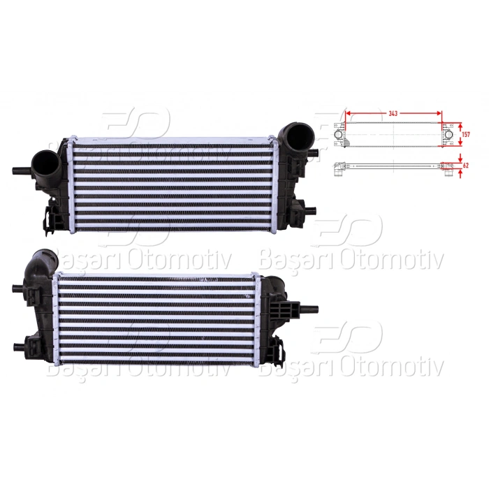 TURBO RADYATORU (INTERCOOLER) 343X157X62 FORD C-MAX FOCUS 3 GRAND C-MAX TOURNEO CONNECT TRANSIT CONNECT1.0 ECOBOST12 >