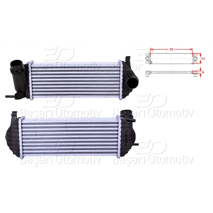 TURBO RADYATORU (INTERCOOLER) 378X143X64 RENAULT KANGOO 2 (KW0/1_) 1.5 dCi 08> MB CITAN MPV (W415) 109 CDI 12-21