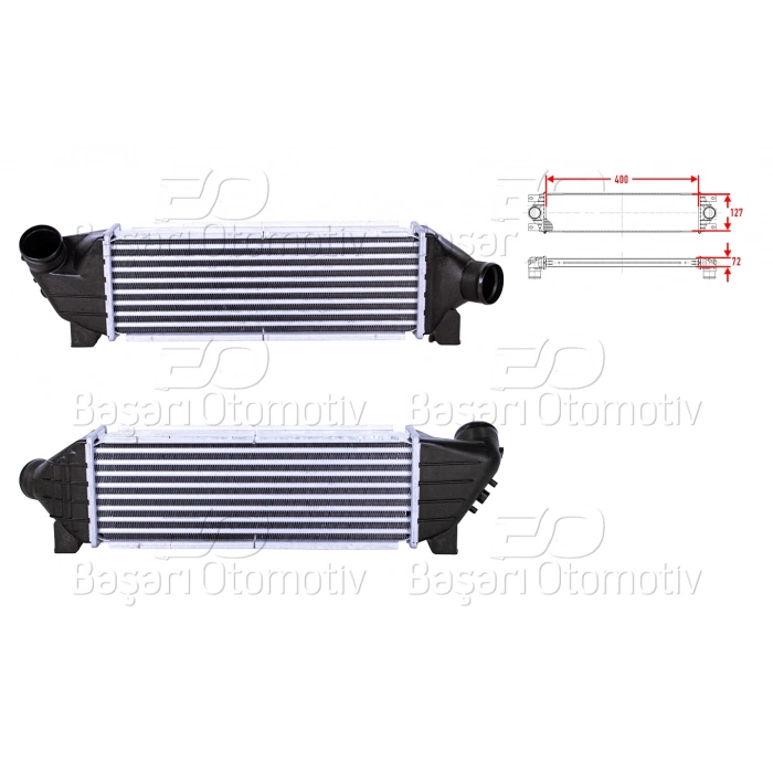 TURBO RADYATORU (INTERCOOLER) 400X127X72 FORD TRANSIT2.0 DI 2.0 TDCI 00 >