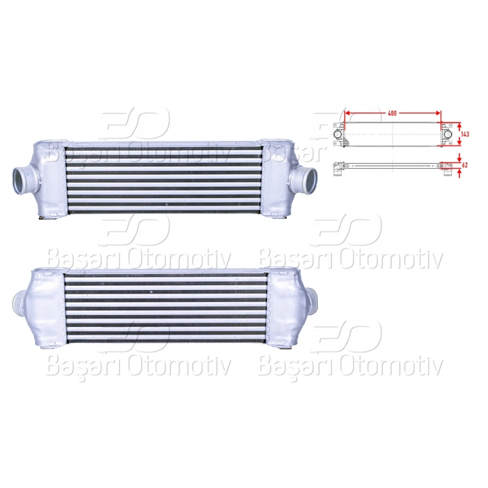 TURBO RADYATORU (INTERCOOLER) 400X143X62 FORD TRANSIT2.2 TDCI 2.4 TDCI 2.4 TDCI 4X4 06 >