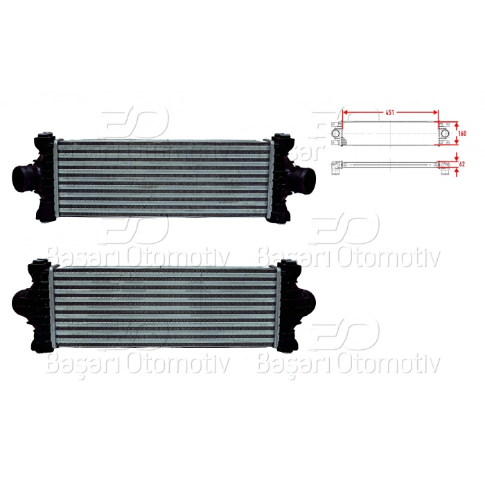 TURBO RADYATORU (INTERCOOLER) 451X160X62 FORD TOURNEO CUSTOM 2.2 TDCI 12-/ TRANSIT (V348) 2.2 TDCI 09-14/ TRANSIT (V363) 2.2 TDCI 14- / TRANSIT CUSTOM 2.2 TDCI 12- ARKADAN ITISLI
