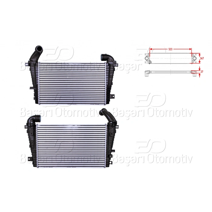 TURBO RADYATORU (INTERCOOLER) 523X347X27 OPEL ASTRA H 1.7 CDTI 07>