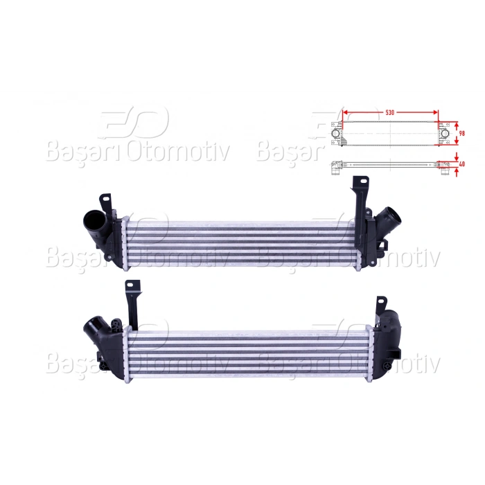 TURBO RADYATORU (INTERCOOLER) 530X98X40 RENAULT KANGOO NISSAN KUBISTAR 1.5 DCI 01 >